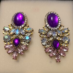 Elegant Purple and Pink Gemstone Earrings